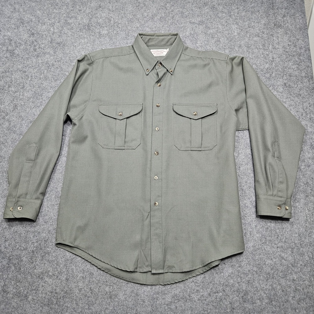 CC Filson 100% Wool Long Sleeve Seattle Shirt Green Size‎ L Two Flap Pocket